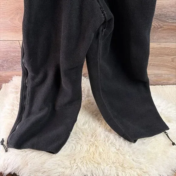 NWT Polartec Fleece Overalls L Black Gorpcore Cozy Utilitywear Gear Short/Reg